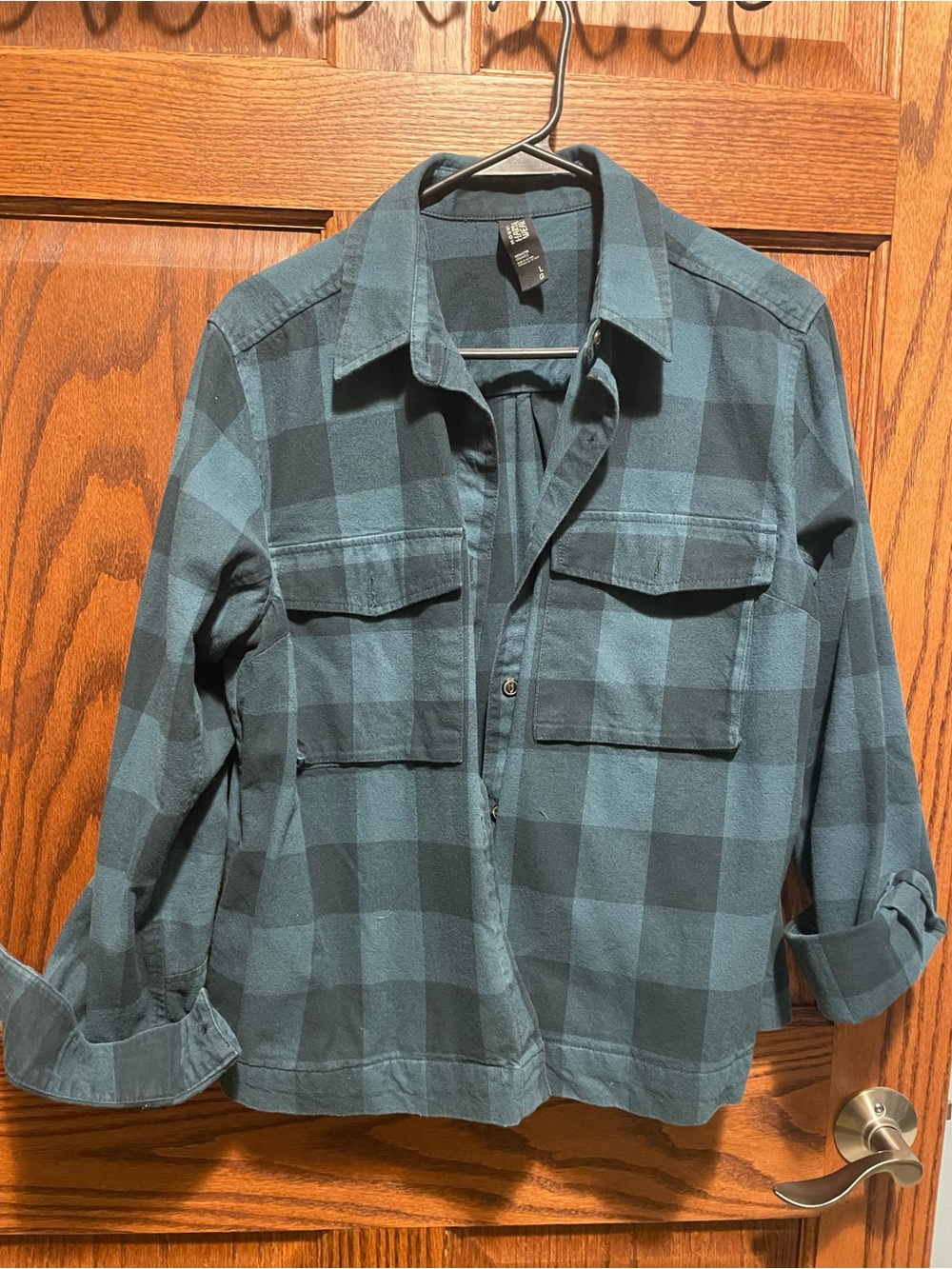 Mountain Hardwear Teal and Black Buffalo Plaid Button-Up Shirt